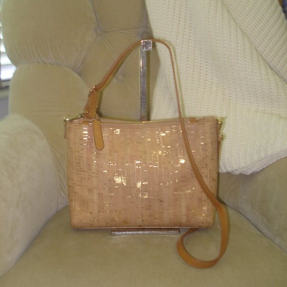 Queork Bags Auth Queork Iconic Natural Cork Leather Shoulder